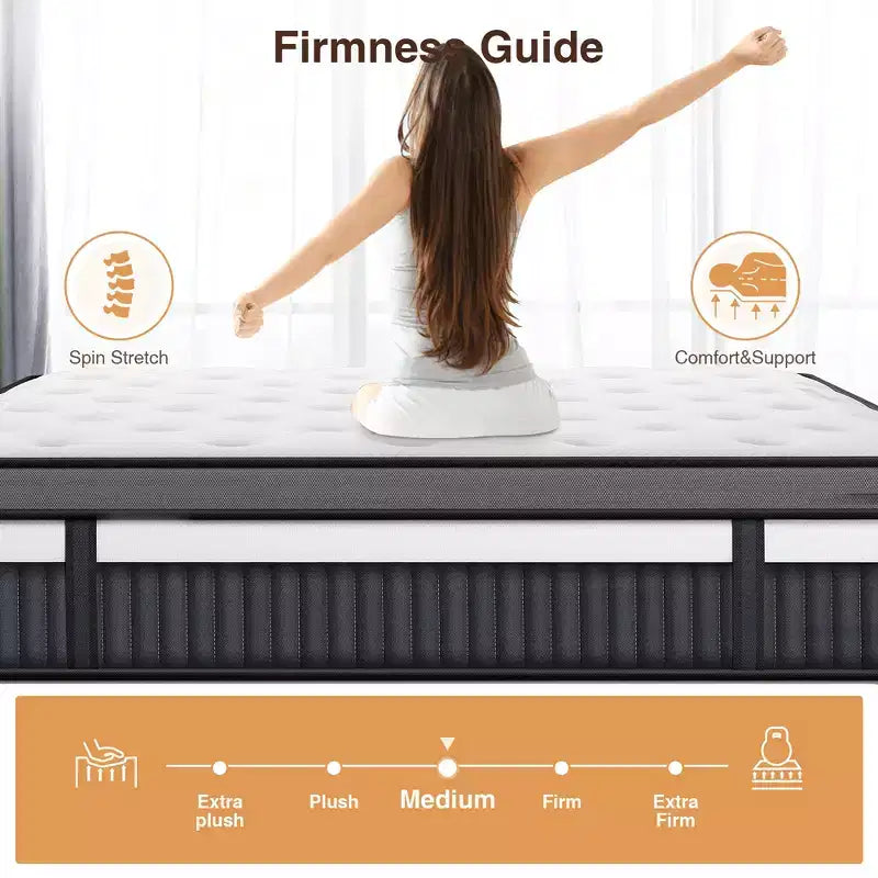 Matelas hybride à ressorts ensachés silencieux en mousse à mémoire de forme King Size (livré roulé)