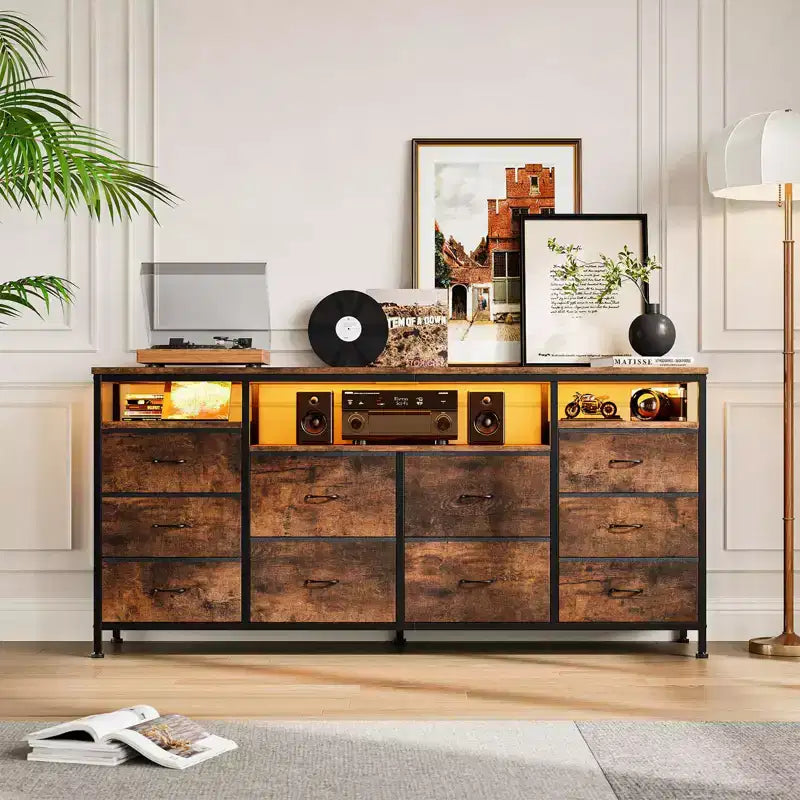 Meuble TV long en tissu, meuble de rangement, commode