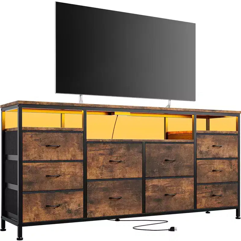 Meuble TV long en tissu, meuble de rangement, commode