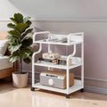 VECELO 3-Tier Storage Cabinet Large Printer Stand with Charging Station Rolling Storage Cart with Wheels for Office or Living Room White