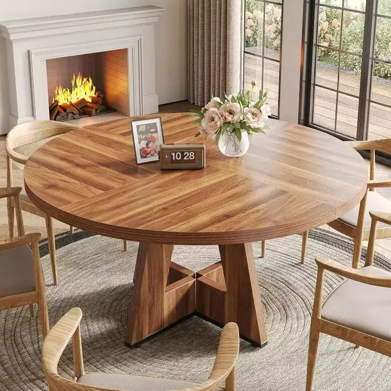 Table de salle à manger ronde en bois massif