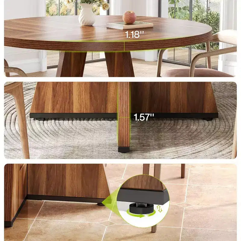 Table de salle à manger ronde en bois massif