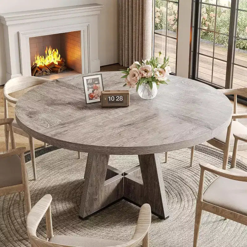 Table de salle à manger ronde en bois massif