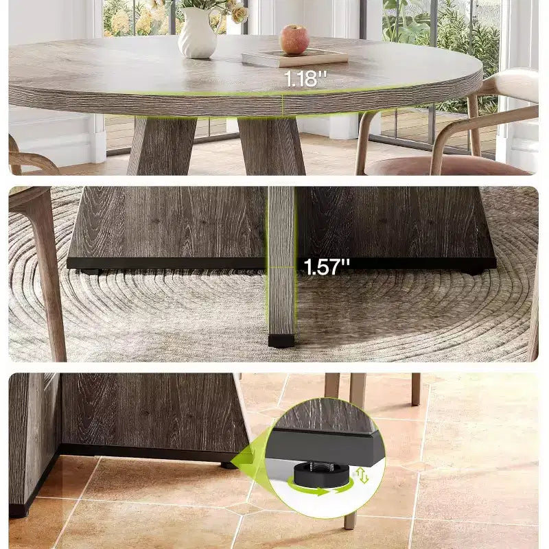 Table de salle à manger ronde en bois massif