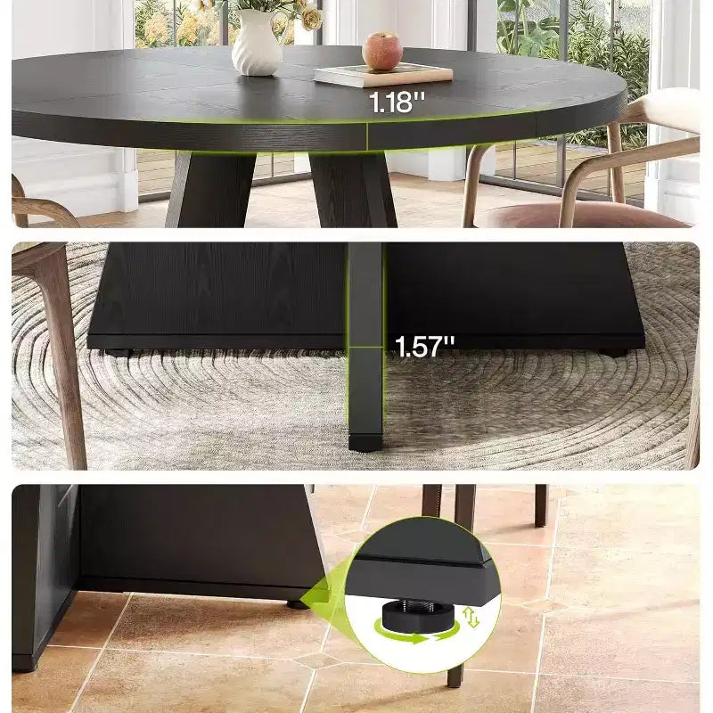 Table de salle à manger ronde en bois massif