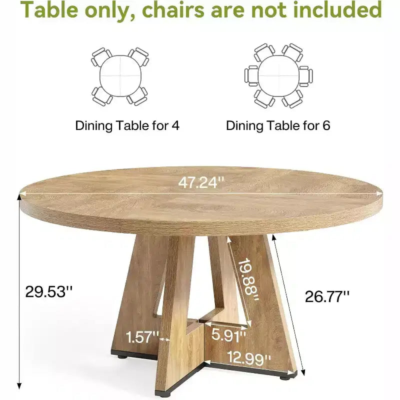 Table de salle à manger ronde en bois massif