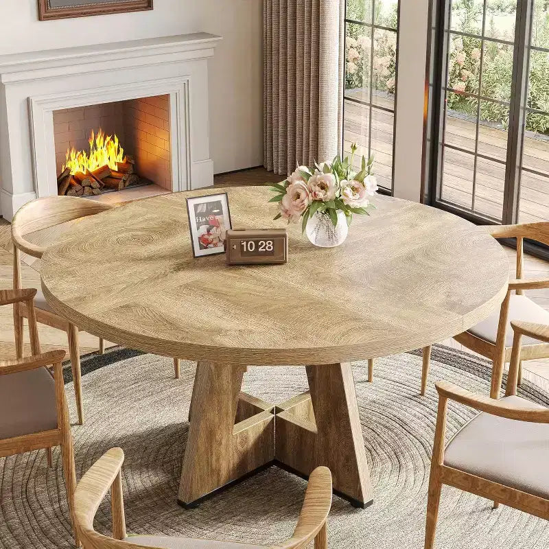 Table de salle à manger ronde en bois massif