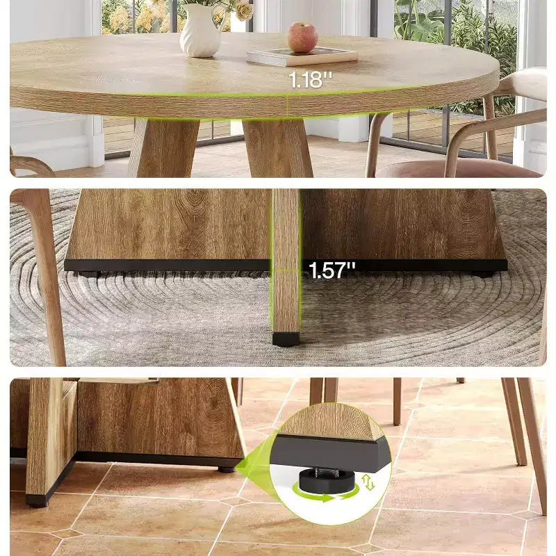 Table de salle à manger ronde en bois massif