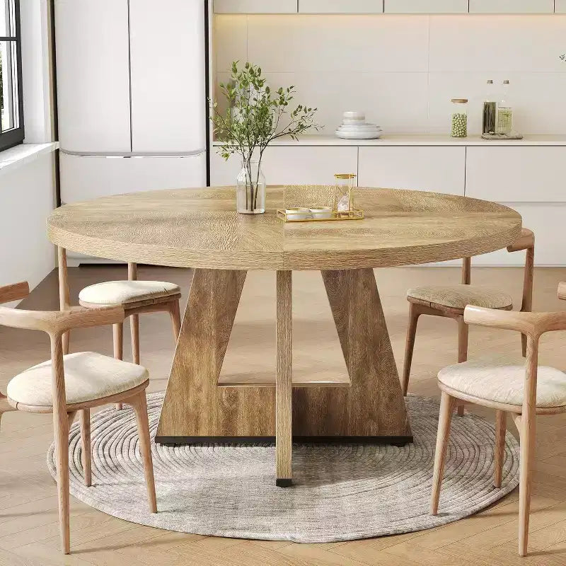 Table de salle à manger ronde en bois massif