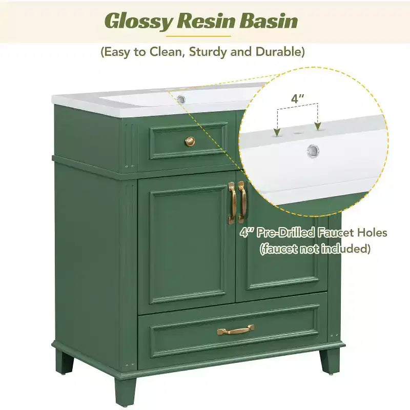 Meuble-lavabo blanc avec armoire de rangement et tiroir inférieur