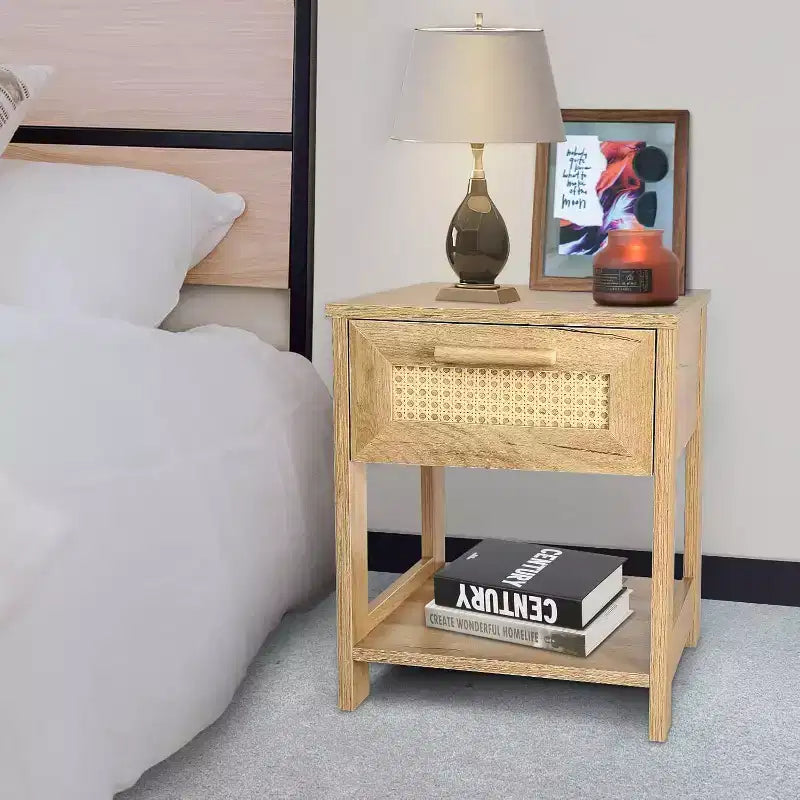 Étagère de rangement de petite commode en rotin moderne Table de chevet