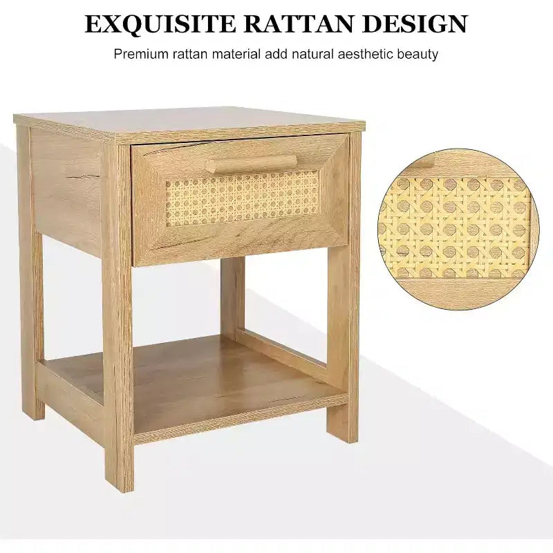 Étagère de rangement de petite commode en rotin moderne Table de chevet