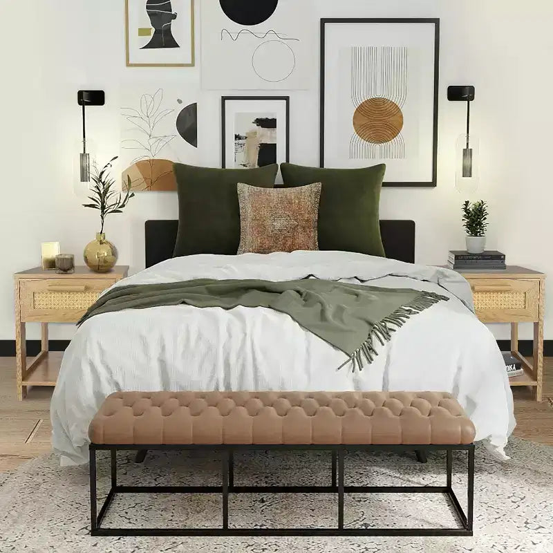 Étagère de rangement de petite commode en rotin moderne Table de chevet