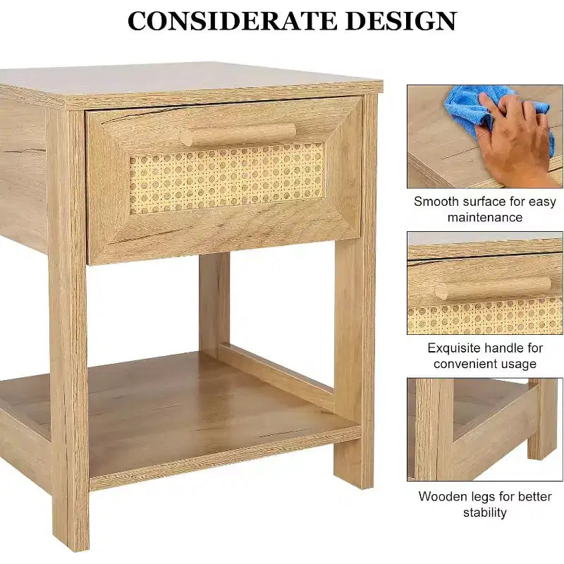 Étagère de rangement de petite commode en rotin moderne Table de chevet