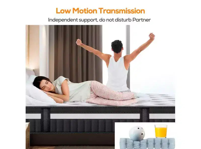 Matelas hybride Queen en mousse à mémoire de forme et gel à ressorts ensachés fermeté moyenne
