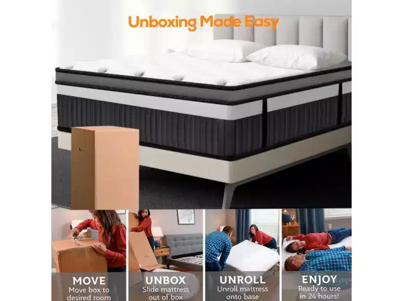 Matelas hybride Queen en mousse à mémoire de forme et gel à ressorts ensachés fermeté moyenne