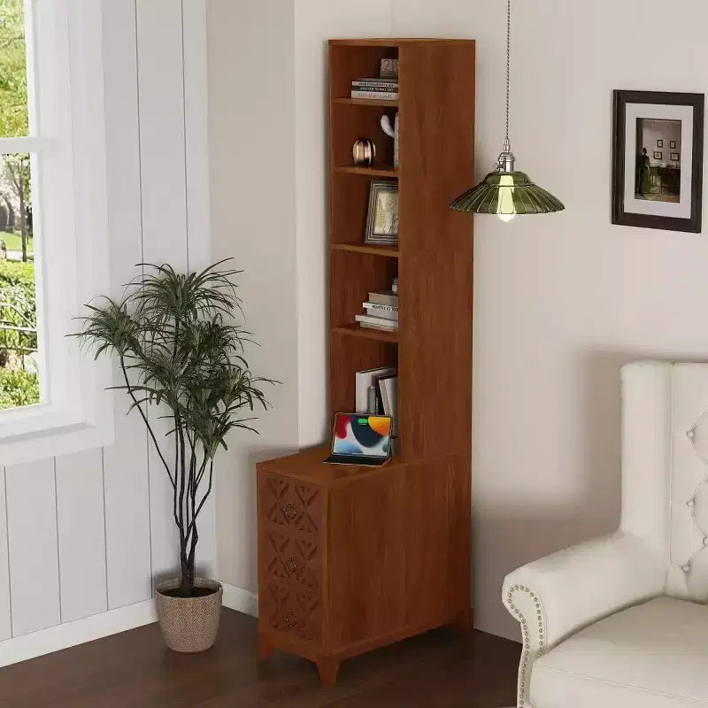 End Table with 3 Drawers Corner Table with 2 Open Shelves Tall Side Table for Bedroom and Corner Walnut Expect Arrival Date