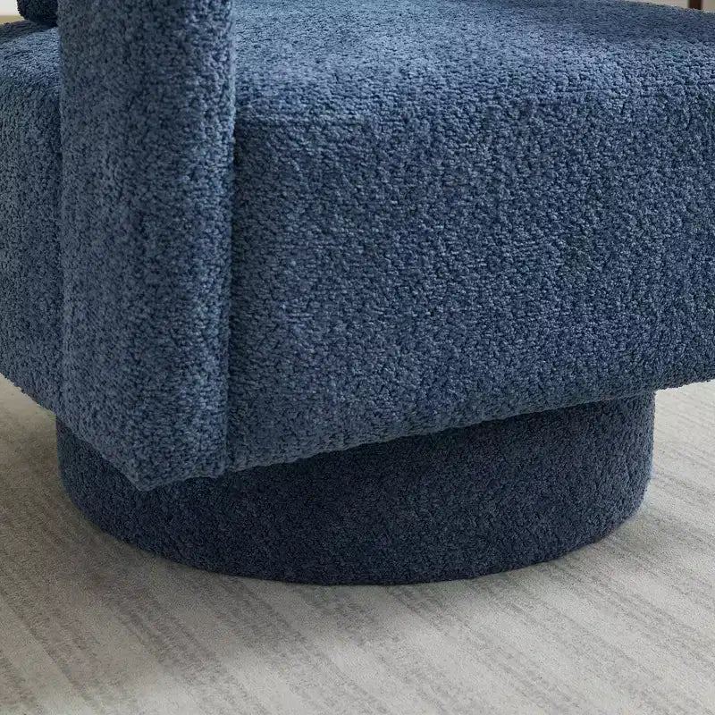 Fauteuil d'appoint carré pivotant moderne en tissu bouclette avec dossier ouvert