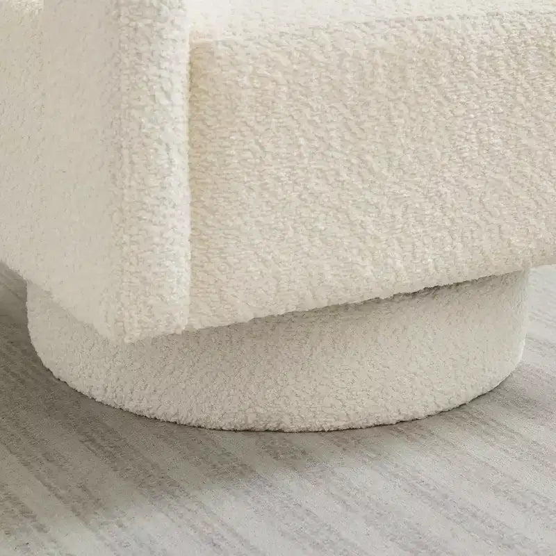 Fauteuil d'appoint carré pivotant moderne en tissu bouclette avec dossier ouvert