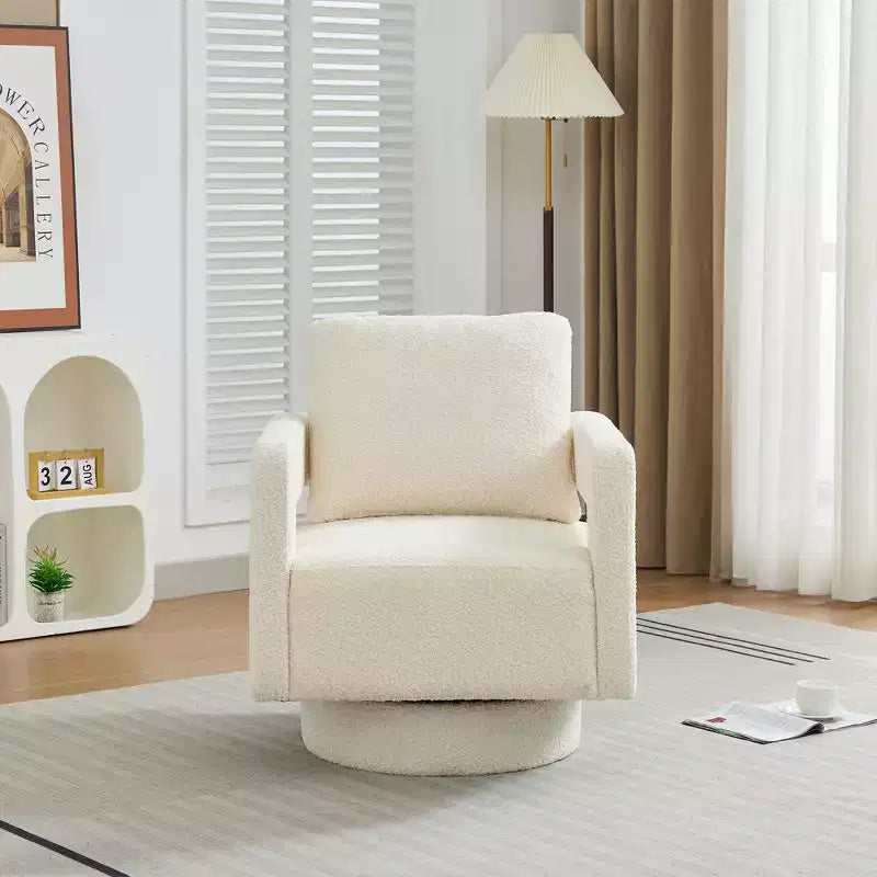 GDFStudio Evelyn Modern Boucle Upholstered Square Swivel Accent Chair with Open Back