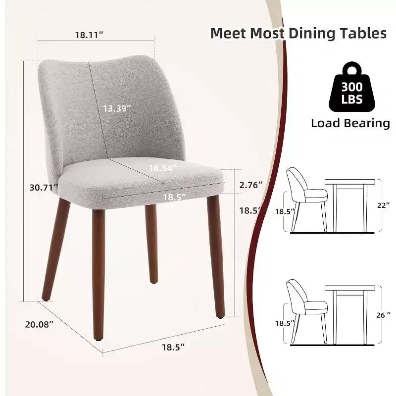 Chaise de salle à manger capitonnée en lin