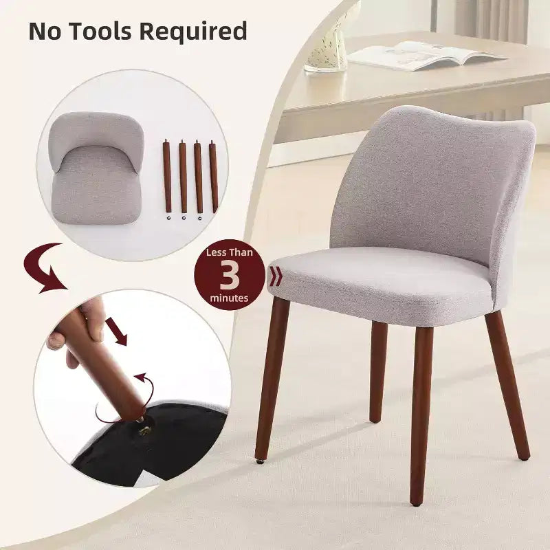 Chaise de salle à manger capitonnée en lin