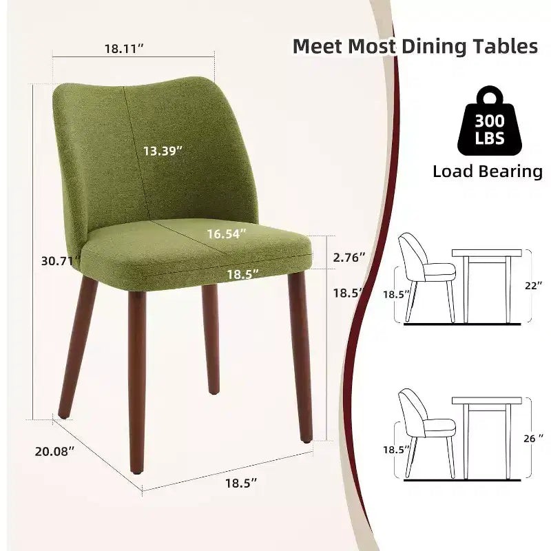 Chaise de salle à manger capitonnée en lin