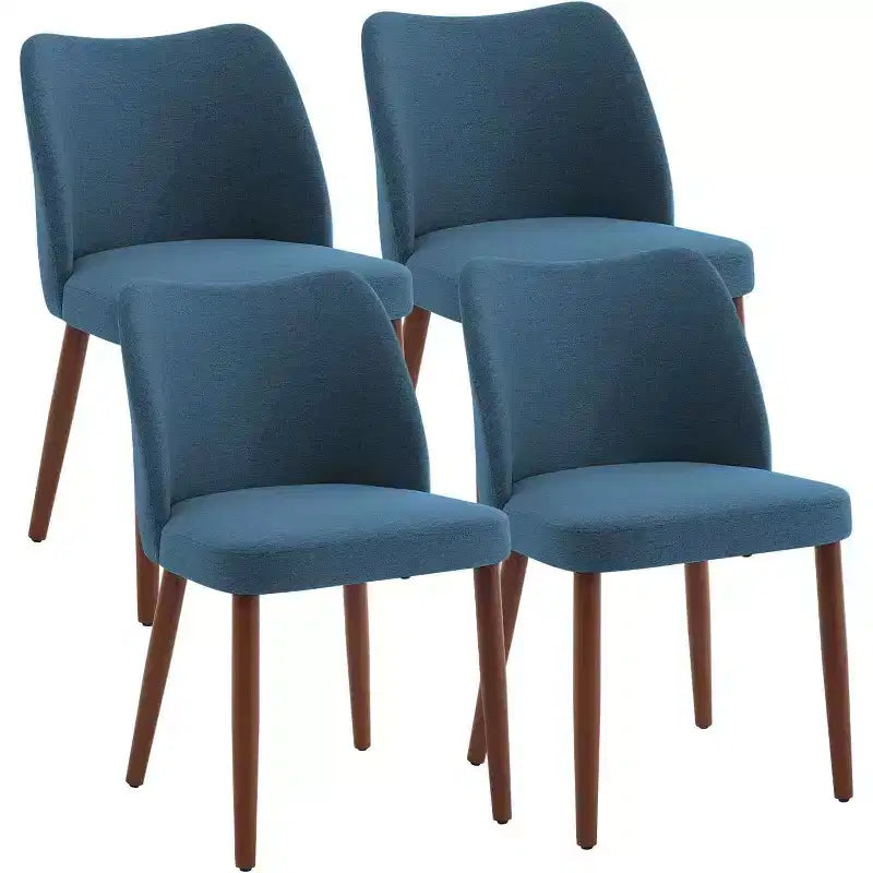 Linen Upholstered Dining Chair with Solid Wood Legs Wooden Kitchen Chair Kitchen Chairs with Thick Cushions for Dining Room Living Room