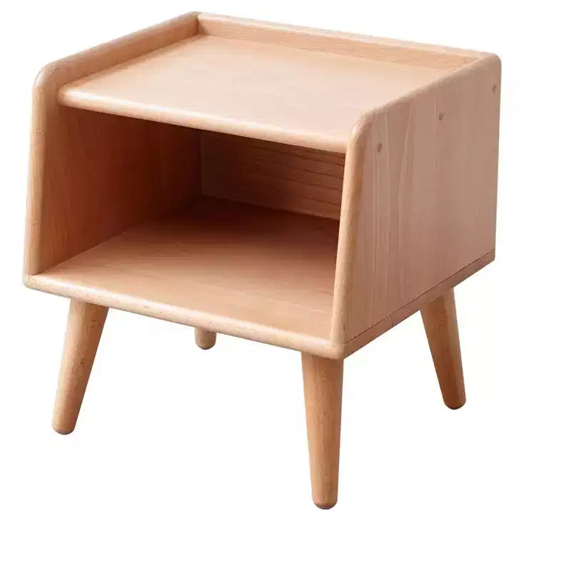 Table de chevet en hêtre massif avec rangement ouvert