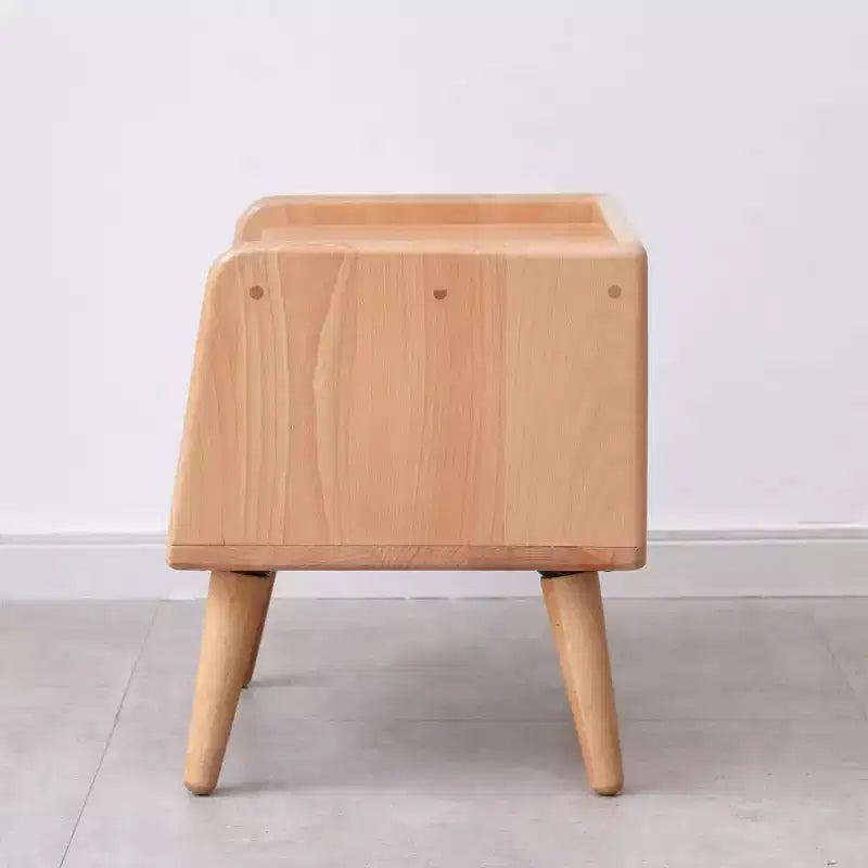 Table de chevet en hêtre massif avec rangement ouvert