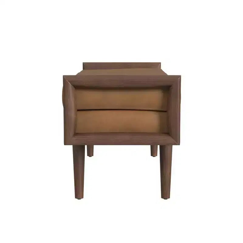 Banc en bois avec siège rembourré en similicuir, ottoman rectangulaire, sièges d'entrée