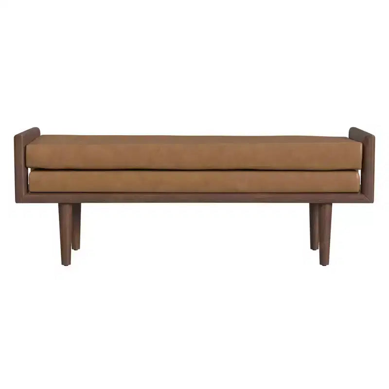 Banc en bois avec siège rembourré en similicuir, ottoman rectangulaire, sièges d'entrée