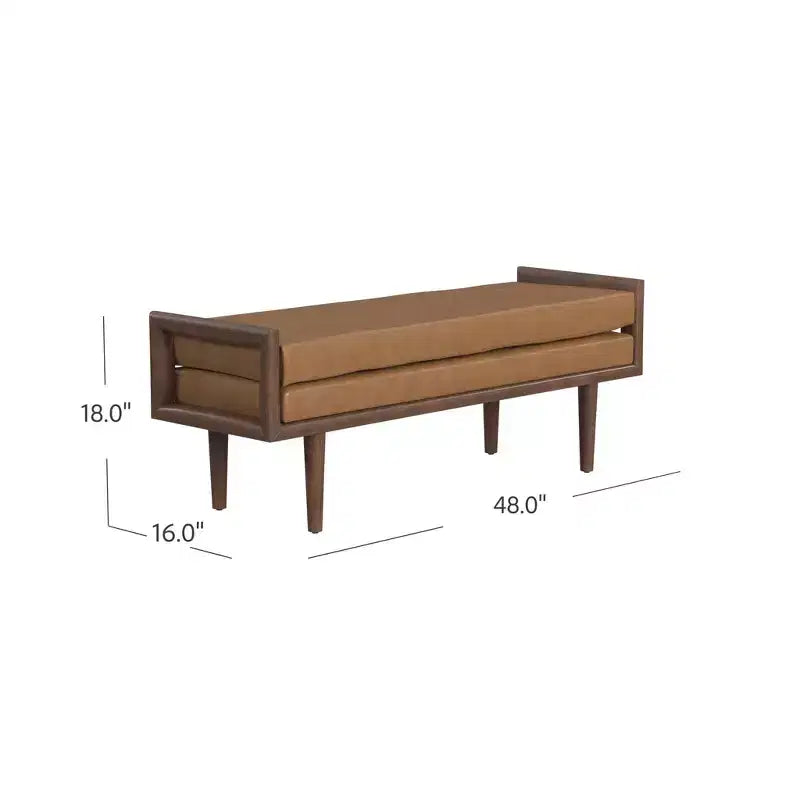 Banc en bois avec siège rembourré en similicuir, ottoman rectangulaire, sièges d'entrée