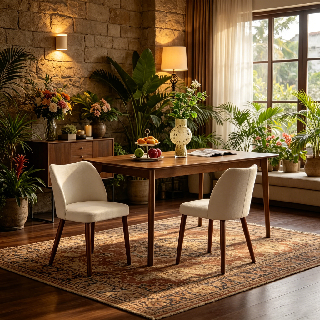 Chaise de salle à manger capitonnée en lin