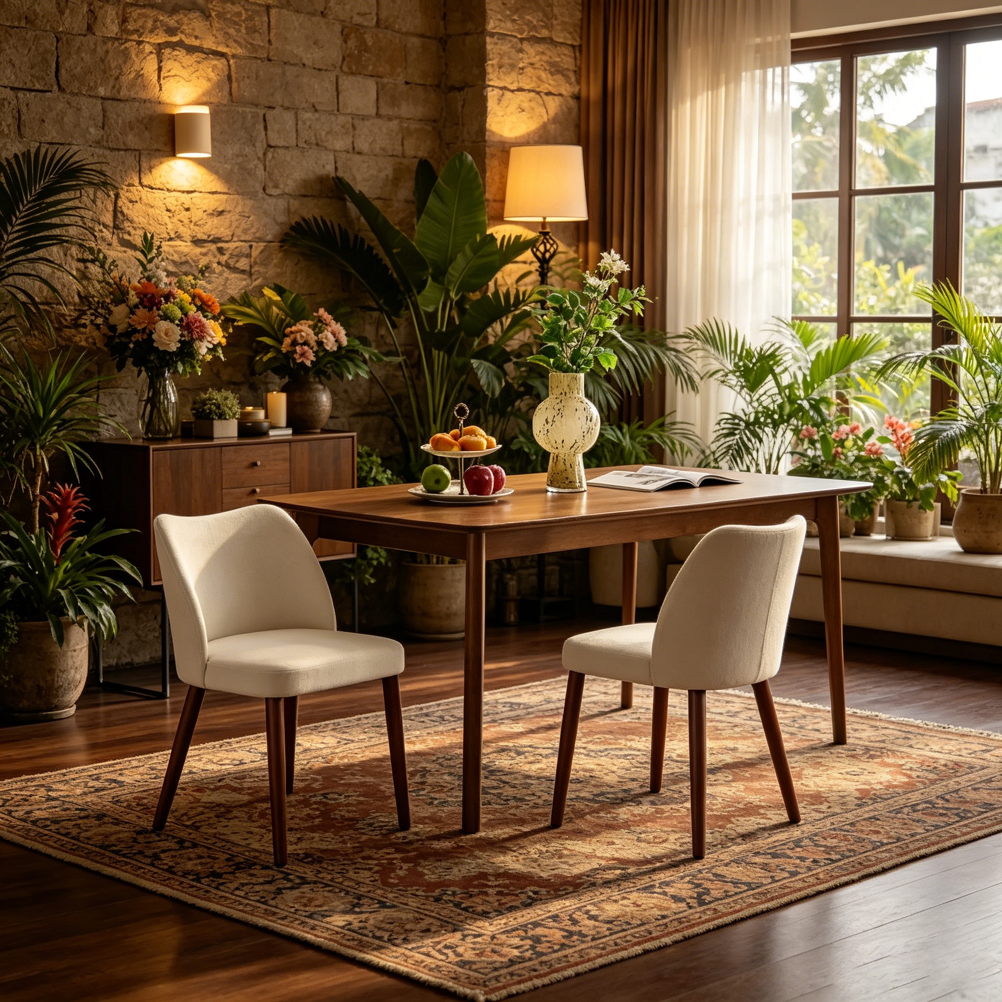Chaise de salle à manger capitonnée en lin